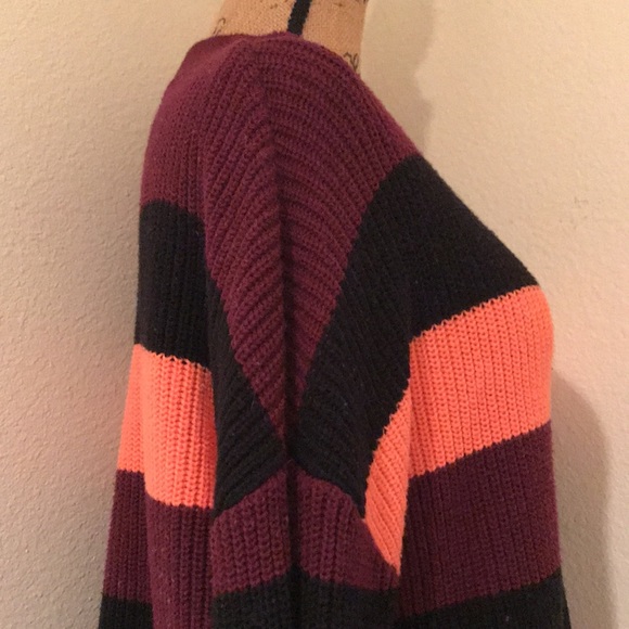 Express Womens Cropped Long Sleeve Multi-Color Striped Sweater-M - Picture 8 of 14